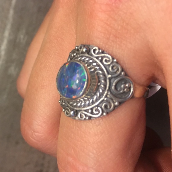 GENUINE OPAL SILVER RING - Picture 2 of 7